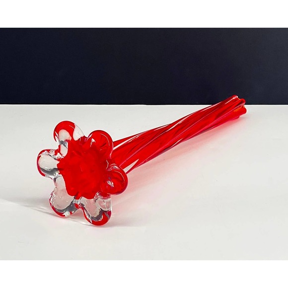 Vintage Italian Red Twist Stretch Bud Vase - Picture 4 of 8
